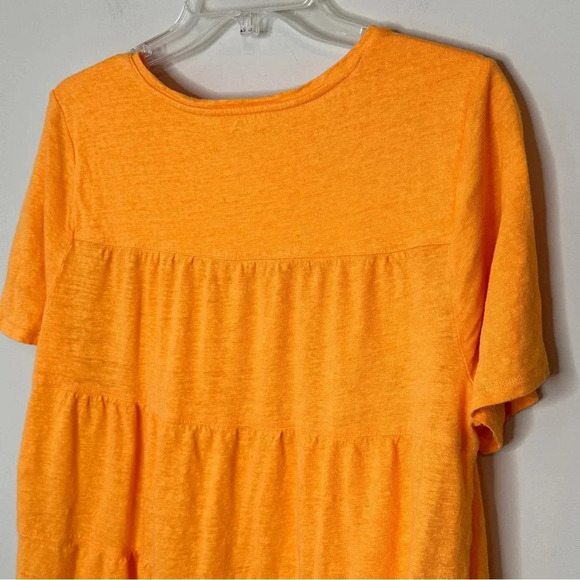 Chicos 100% Linen Orange tiered Back short sleeve Blouse Top size 2 (Large) - Picture 10 of 10